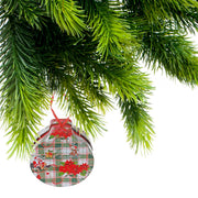 Tin Can Christmas Ornaments with Plaid and Poinsettia, Holiday Tree Decorations, Festive Hanging Ornaments, Set of 5