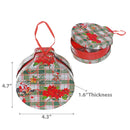 Tin Can Ornament (Plaid - Poinsettia) - Set of 5
