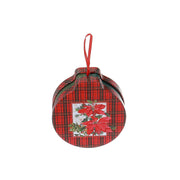 Tin Can Christmas Ornaments with Red Plaid and Poinsettia, Holiday Tree Decorations, Festive Hanging Ornaments, Set of 5