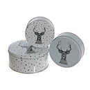 Nesting Round Tin Boxes (3Pc Set) (Reindeer Head)