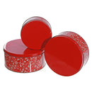 Nesting Round Tin Boxes (3Pc Set) (Snowflakes) (Red)