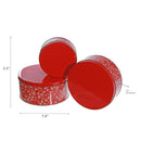 Nesting Round Tin Boxes (3Pc Set) (Snowflakes) (Red)