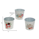 6" Round Planter (Red Truck, Snowman, Reindeers) (Asstd) - Set of 3