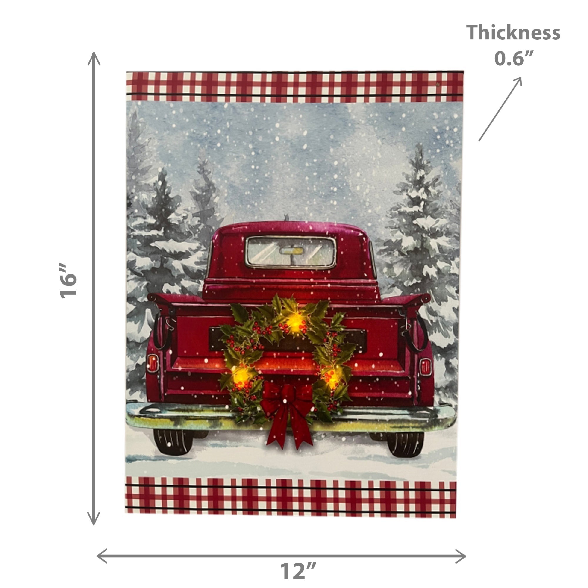 LED Canvas Wall Art Red Truck – Christmas Holiday Decor