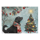 Led Canvas Wall Art (Dog Looking At Christmas Tree)