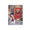 Led Canvas Wall Art (Snowman Red Scarf At Front Door)