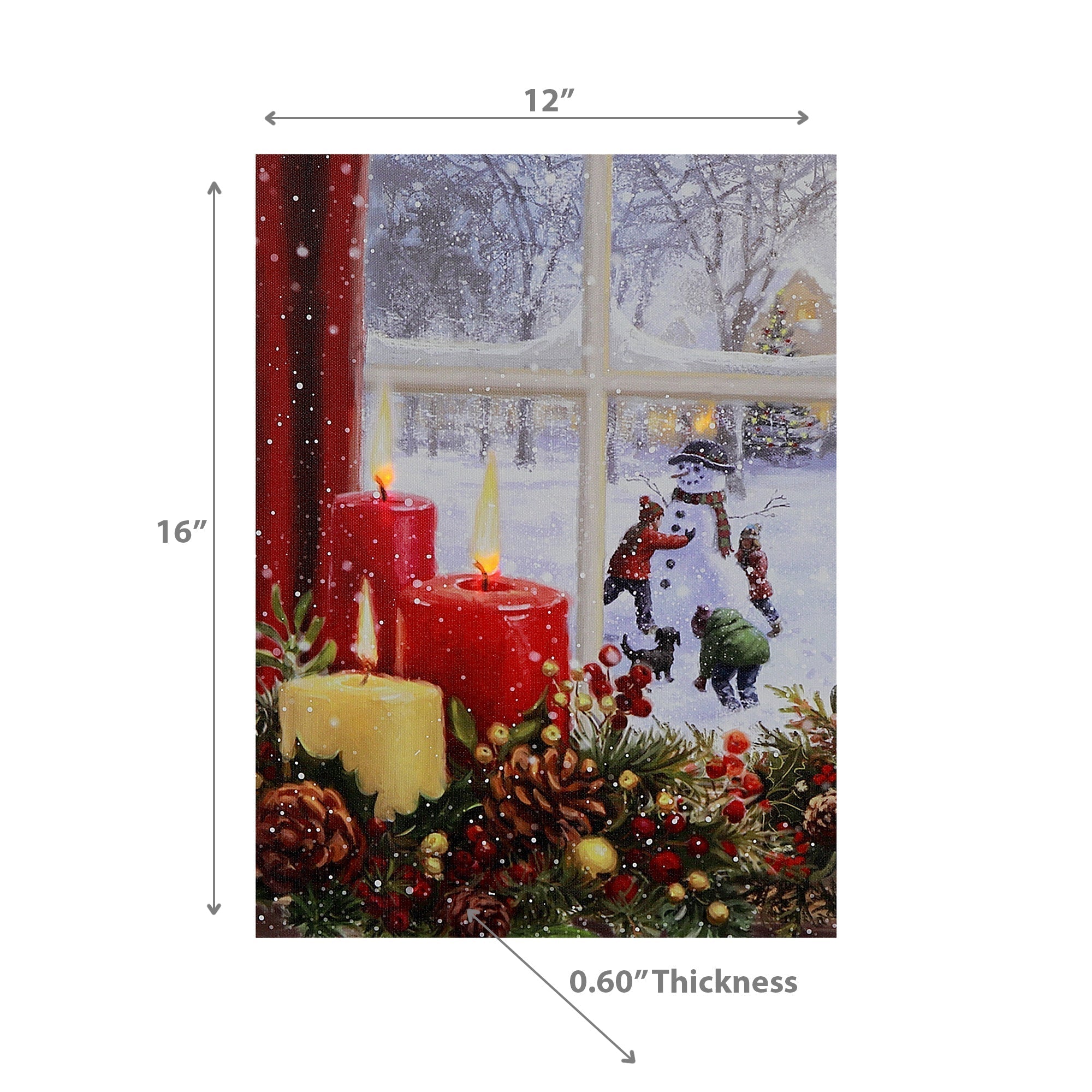 LED Canvas Wall Art Candle & Window – Christmas Holiday Decor