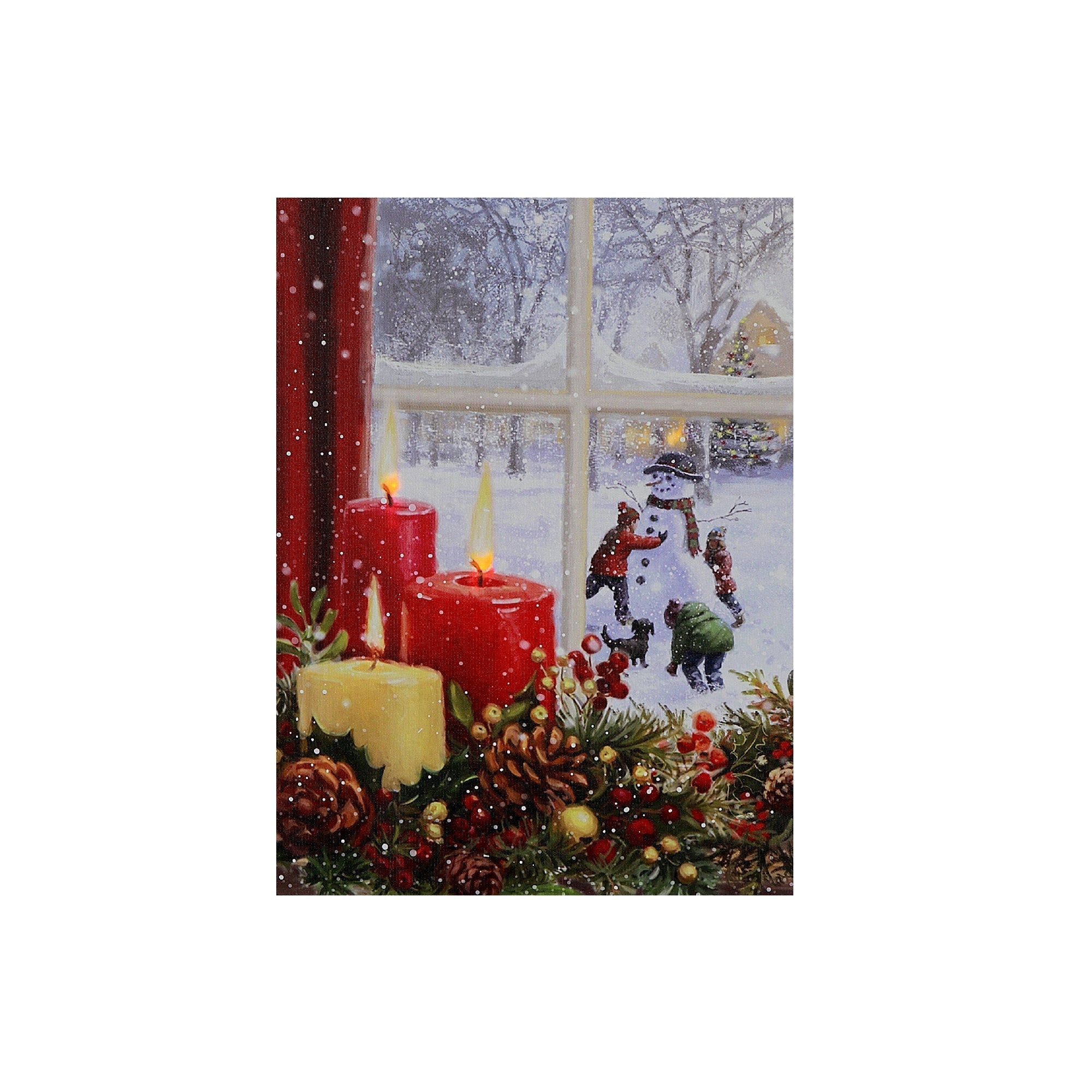 LED Canvas Wall Art Candle & Window – Christmas Holiday Decor