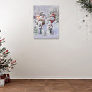 Led Canvas Wall Art Double Snowman