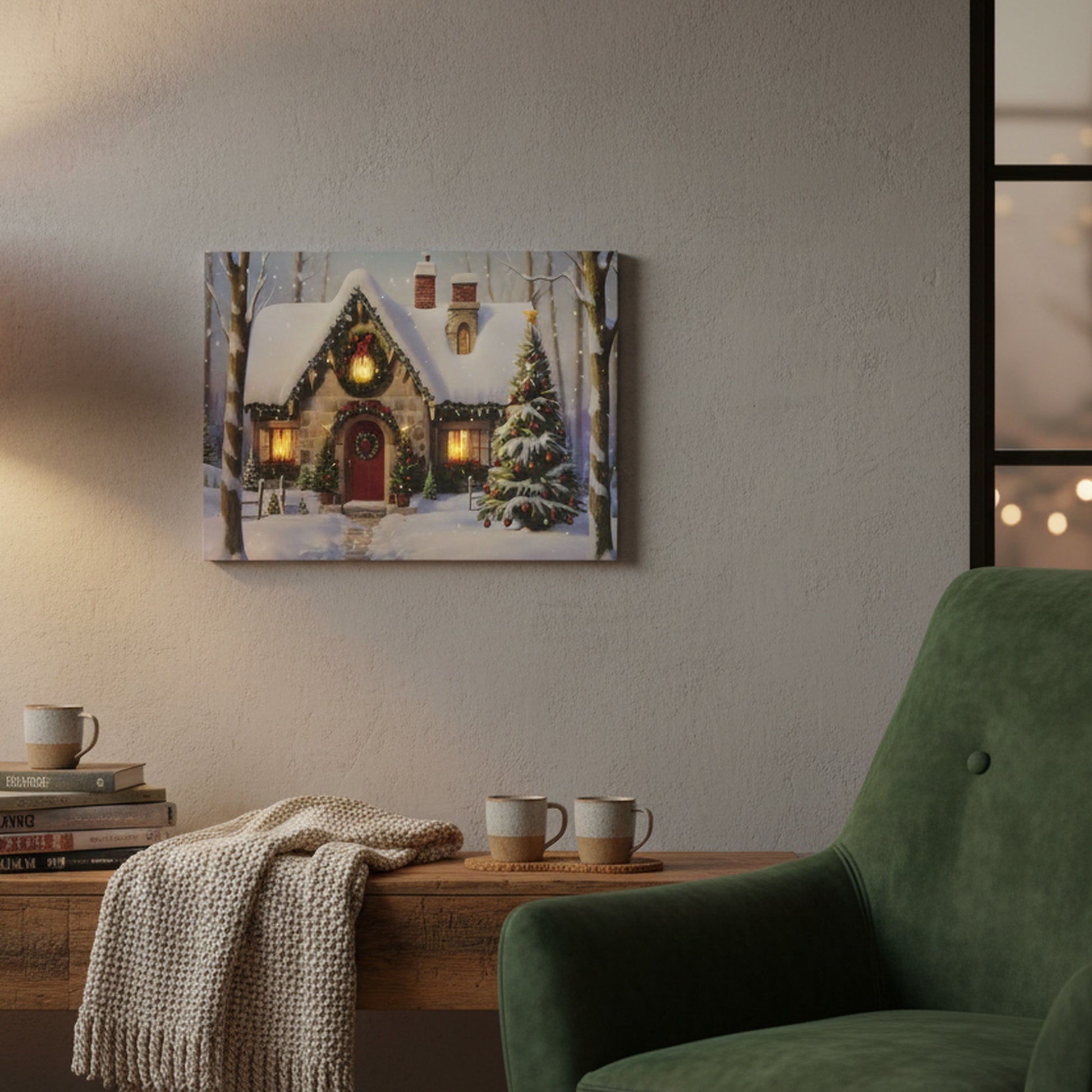 LED Canvas Wall Art Country House, Wall Decor, Holiday Decor