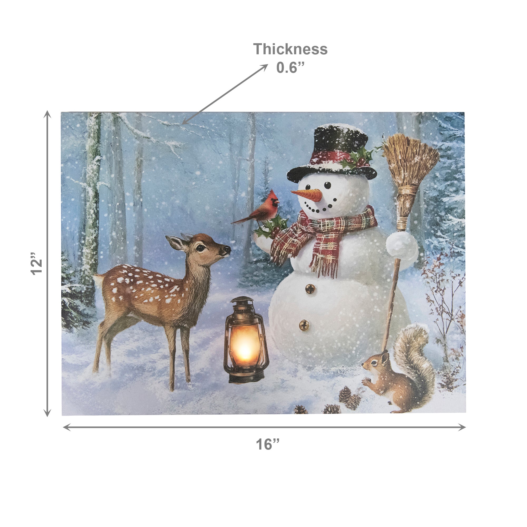 LED Canvas Wall Art Snowman & Forest Friends, Christmas, Wall Decor, Holiday Decor