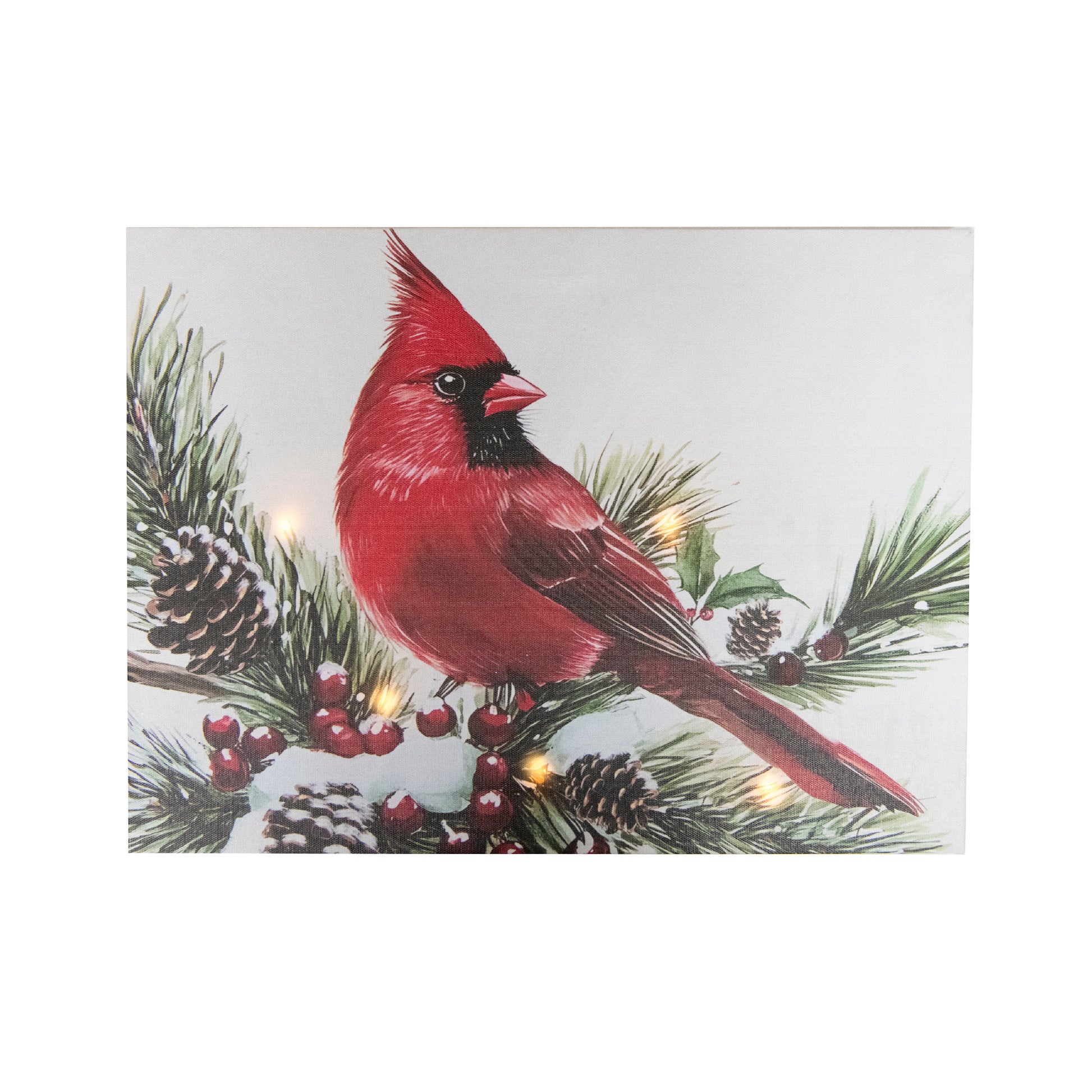 LED Canvas Wall Art Cardinal on Branch, Christmas, Wall Decor, Holiday Decor