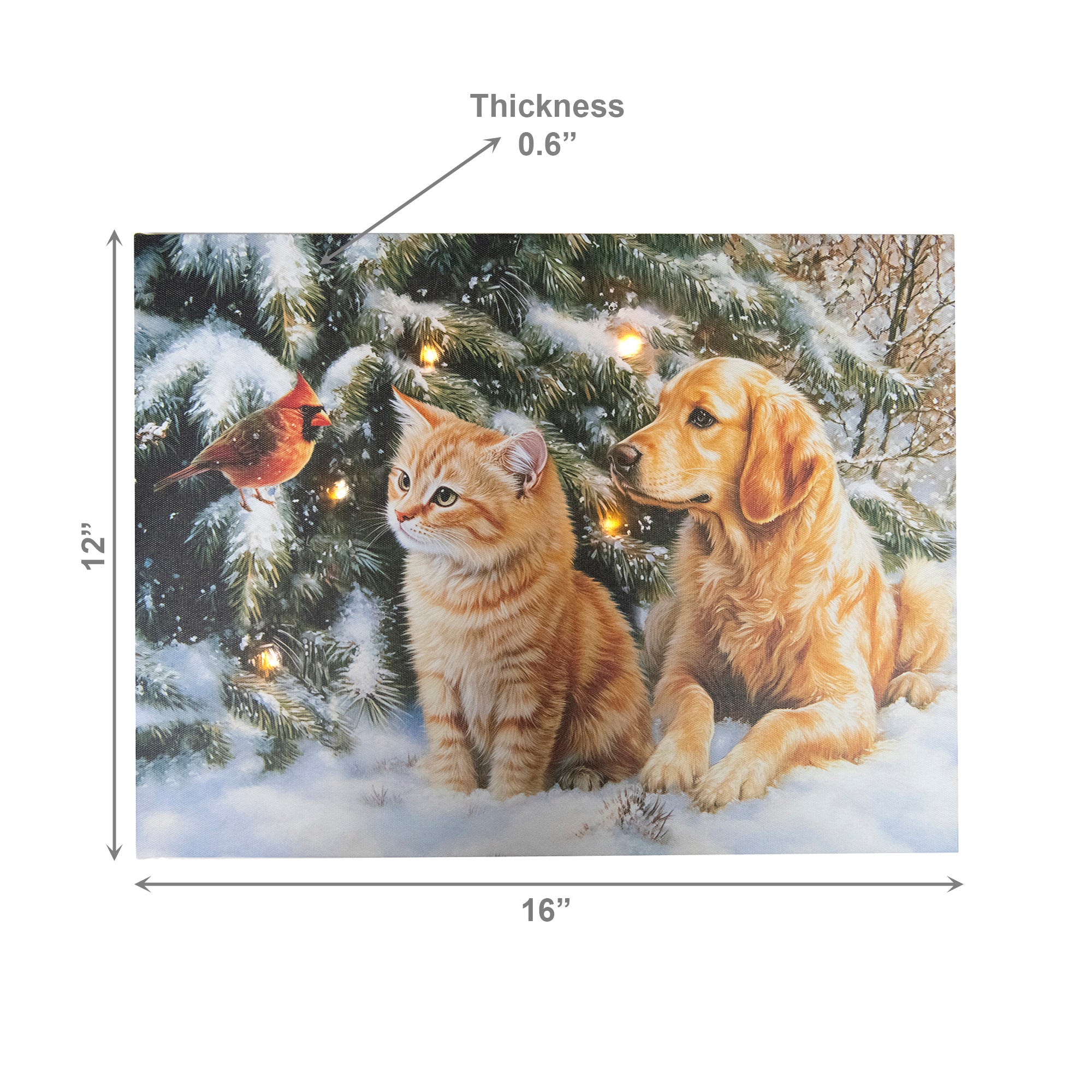 LED Canvas Wall Art Cardinal, Cat, Dog, Christmas, Wall Decor, Holiday Decor