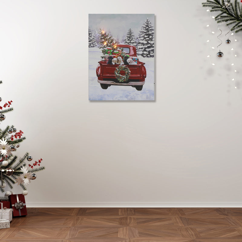 Led Canvas Wall Art Red Truck