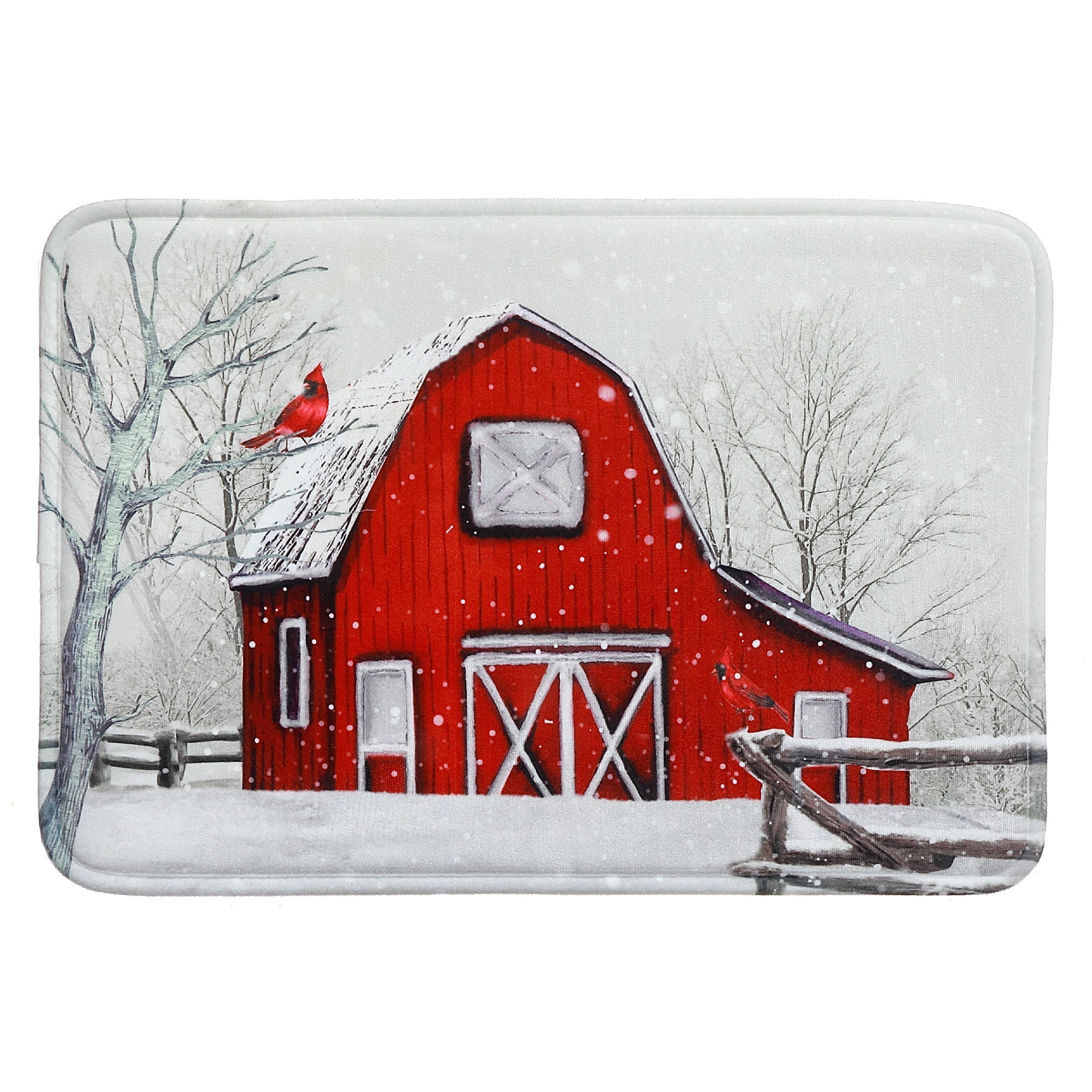 Memory Foam Digital Print Mat Winter’s Coming Barn in Winter – Holiday Floor Mat, Christmas Home Décor, Winter Welcome Mat