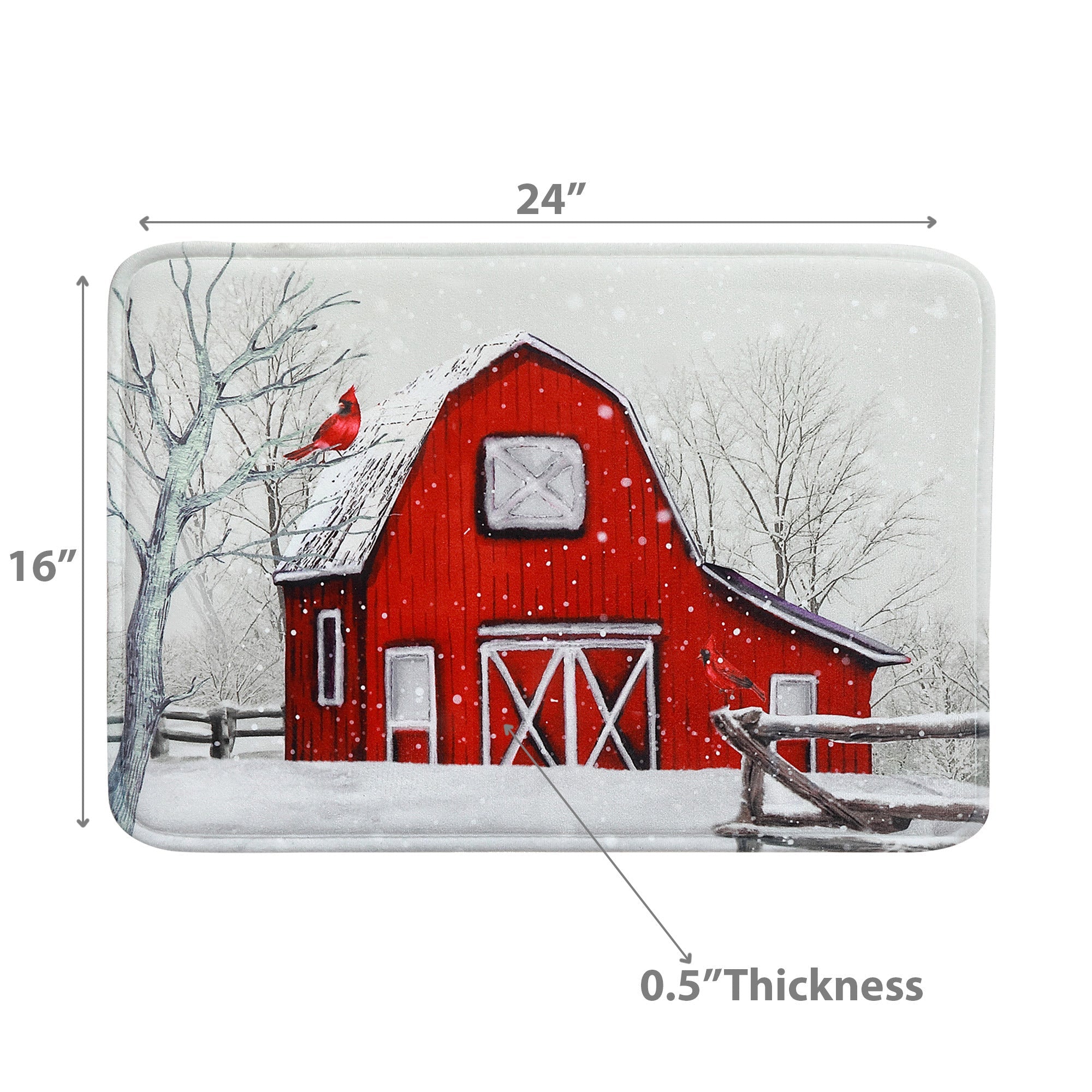 Memory Foam Digital Print Mat Winter’s Coming Barn in Winter – Holiday Floor Mat, Christmas Home Décor, Winter Welcome Mat
