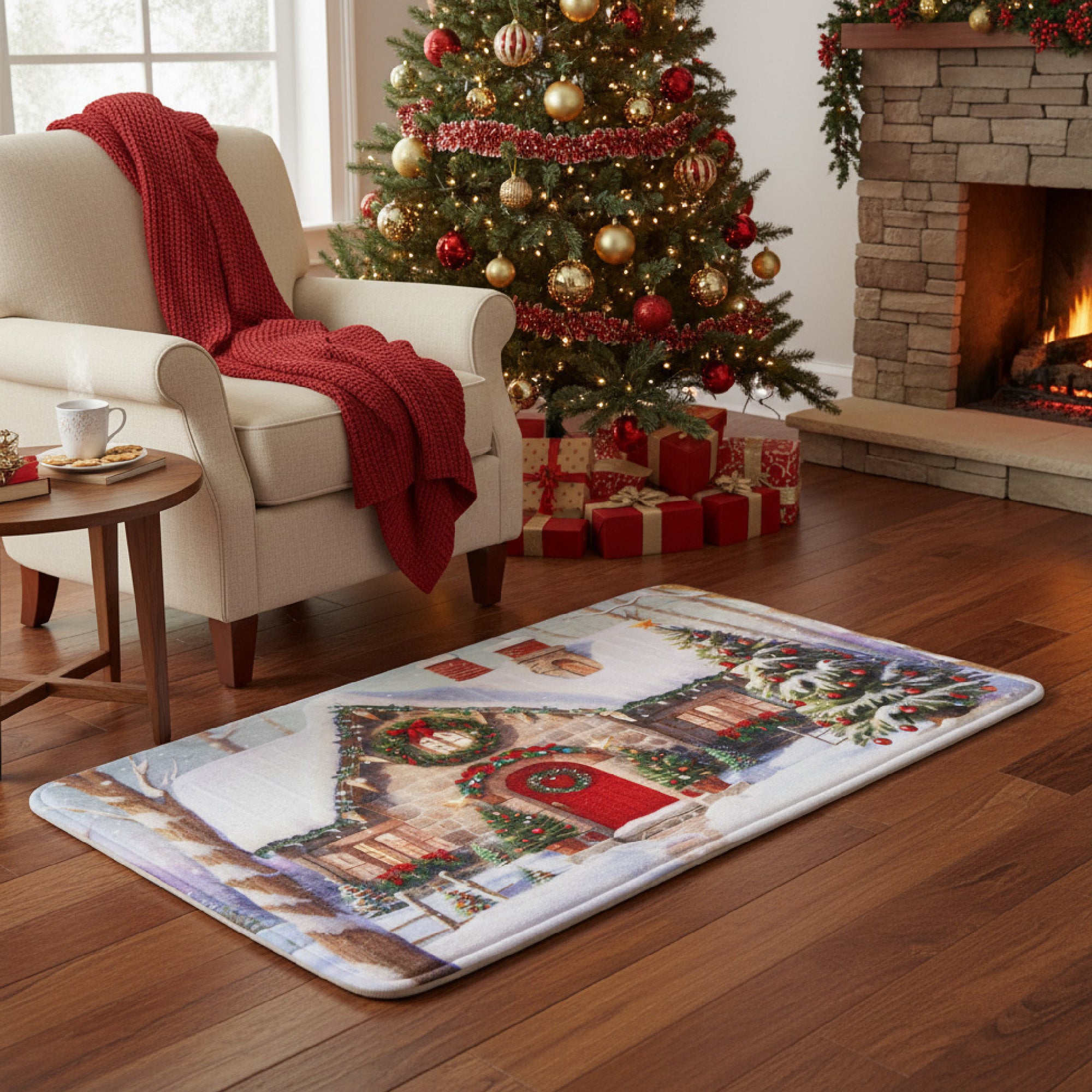 Memory Foam Digital Print Mat Country House, Holiday Decor