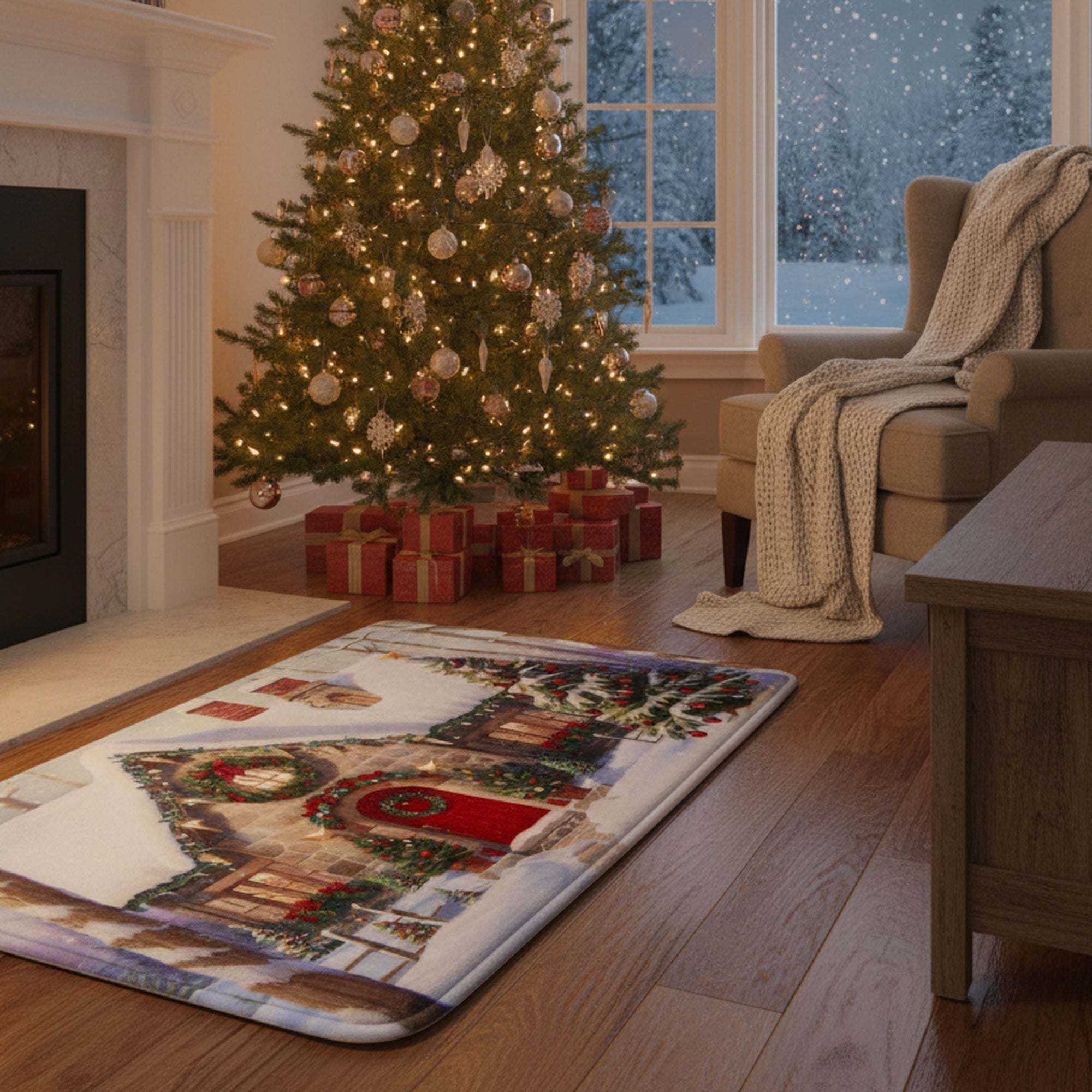 Memory Foam Digital Print Mat Country House, Holiday Decor