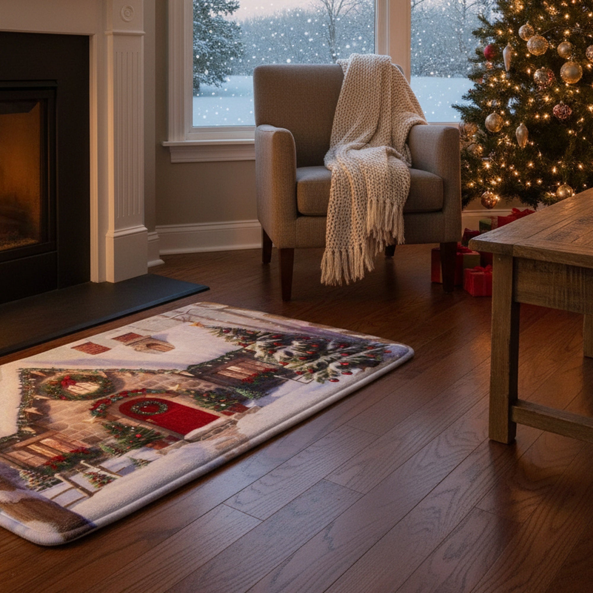 Memory Foam Digital Print Mat Country House, Holiday Decor