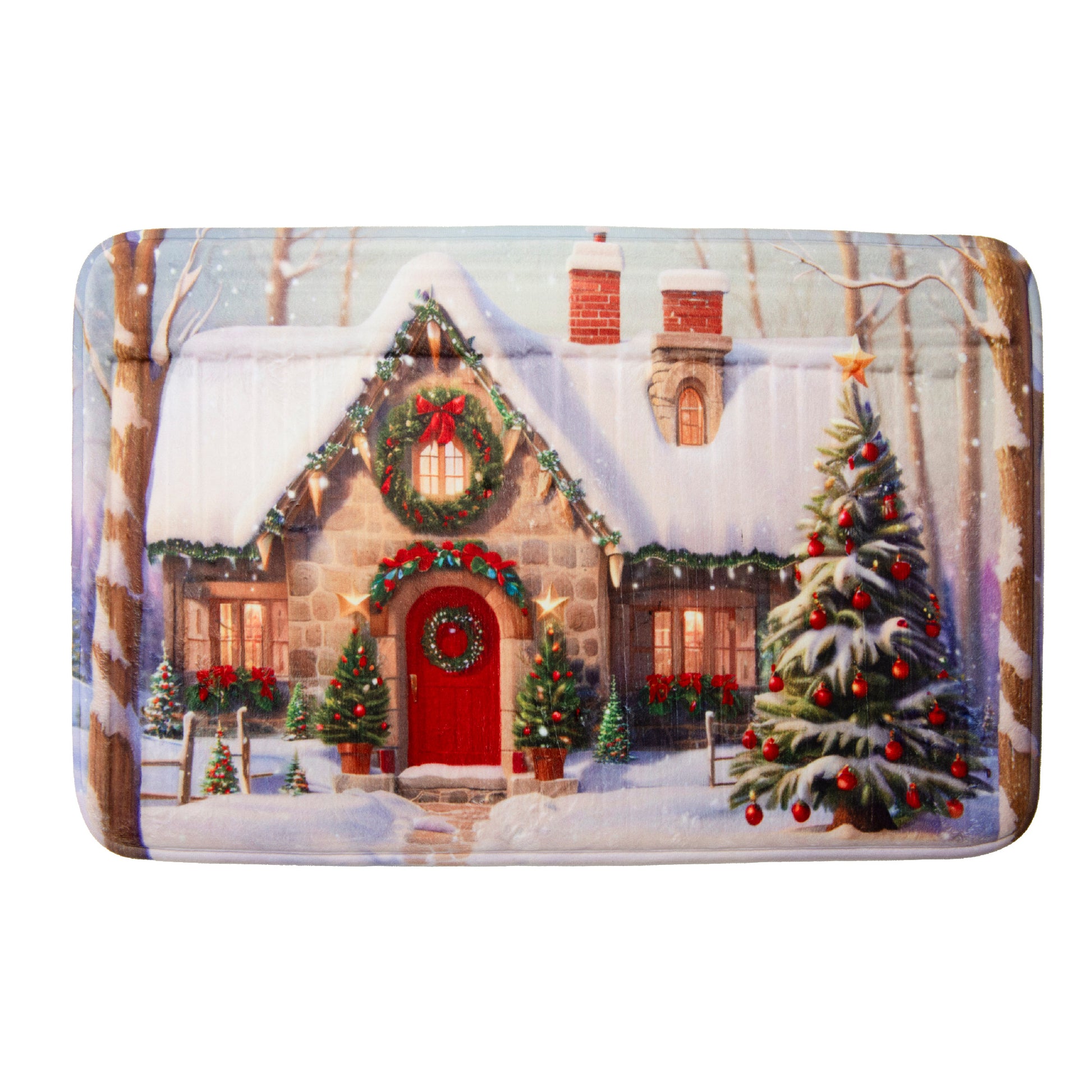 Memory Foam Digital Print Mat Country House, Holiday Decor