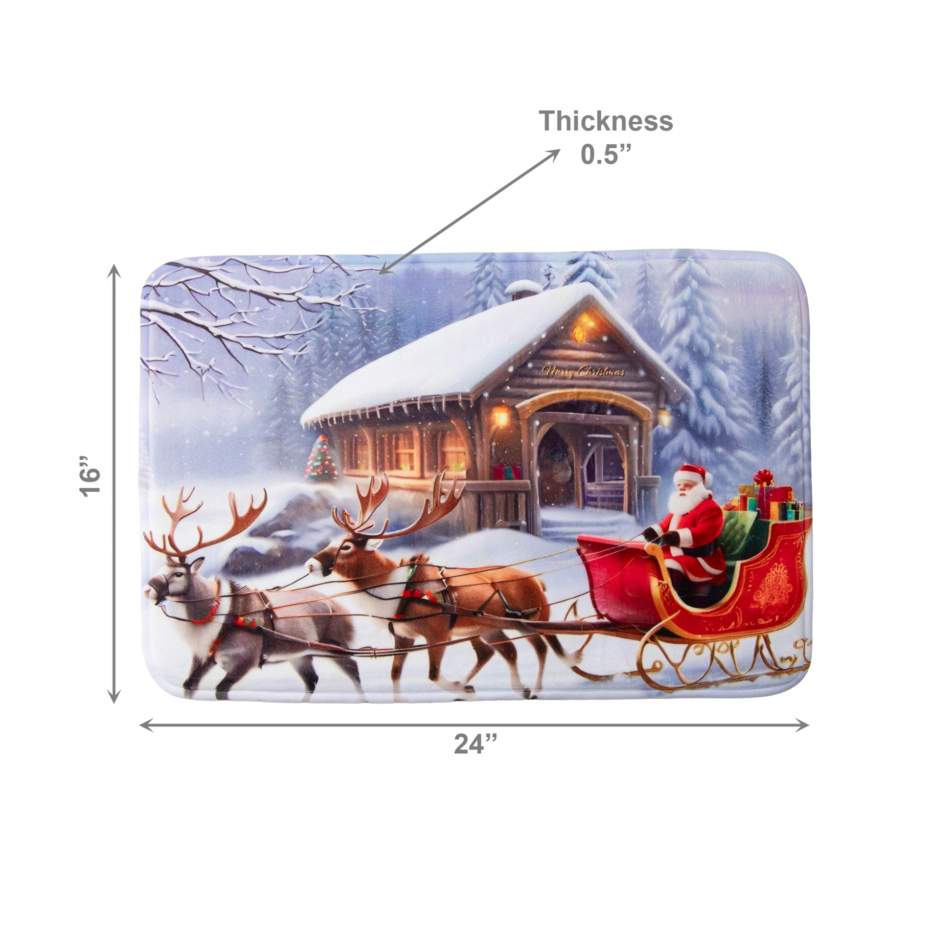 Memory Foam Digital Print Mat Santa with Sleigh, Christmas, Holiday Decor