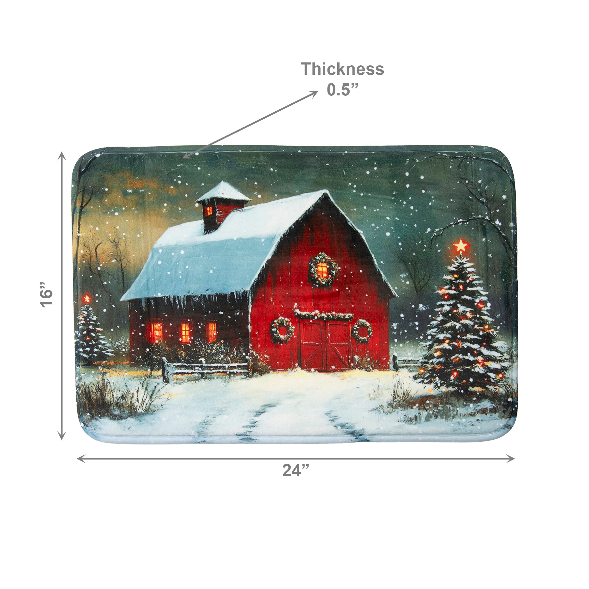 Memory Foam Digital Print Mat Red Barn, Holiday Decor