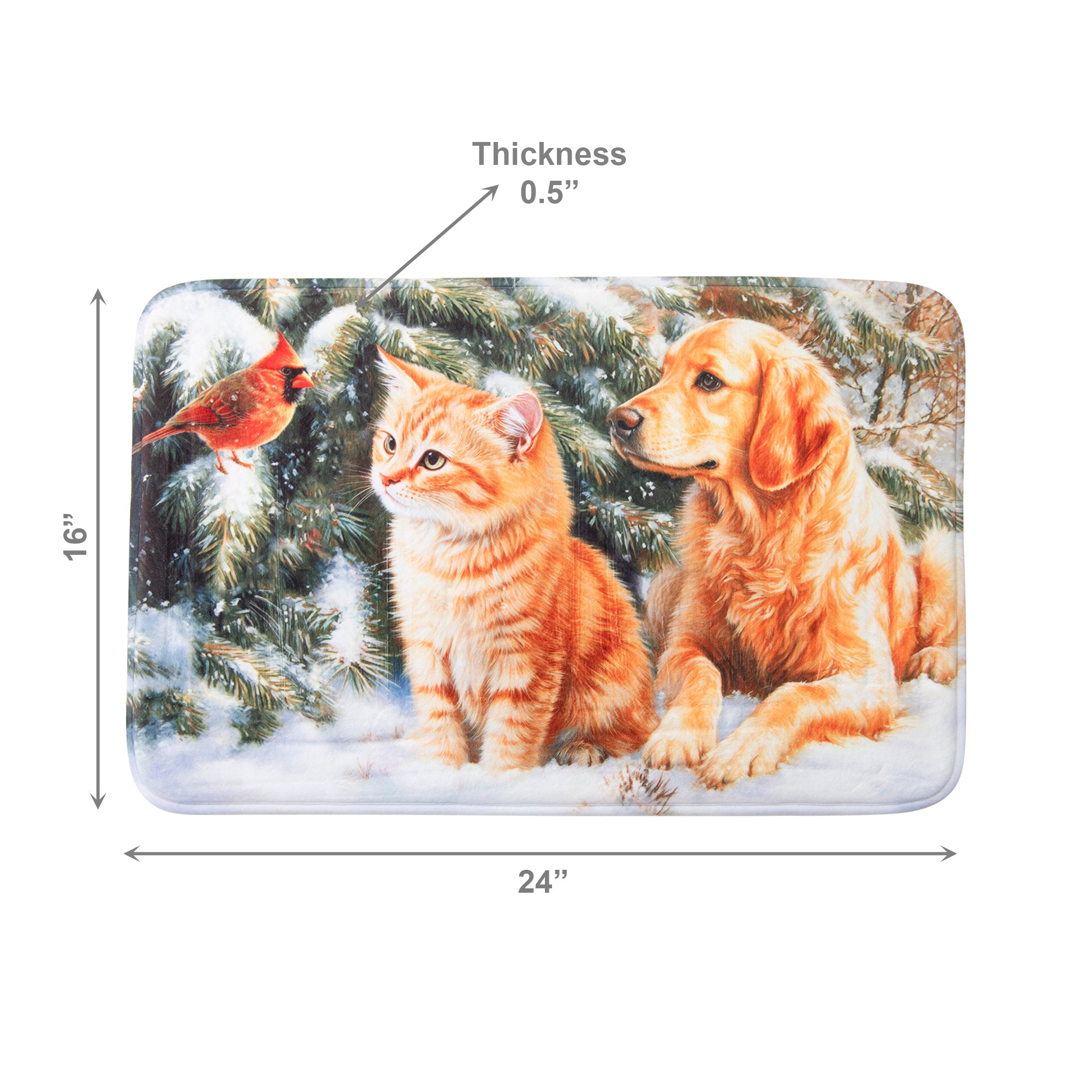 Memory Foam Digital Print Mat Cardinal, Cat, Dog, Christmas, Holiday Decor