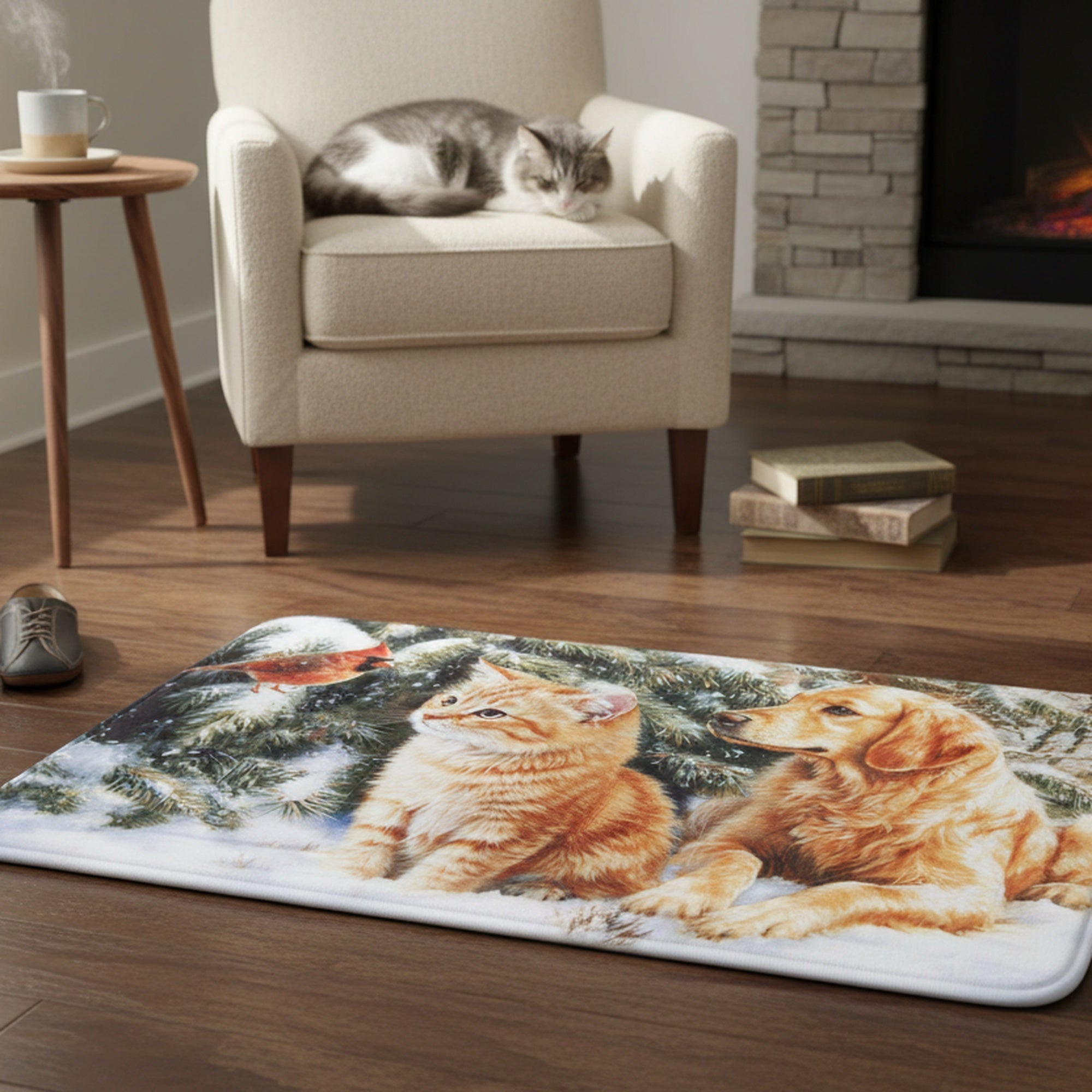 Memory Foam Digital Print Mat Cardinal, Cat, Dog, Christmas, Holiday Decor