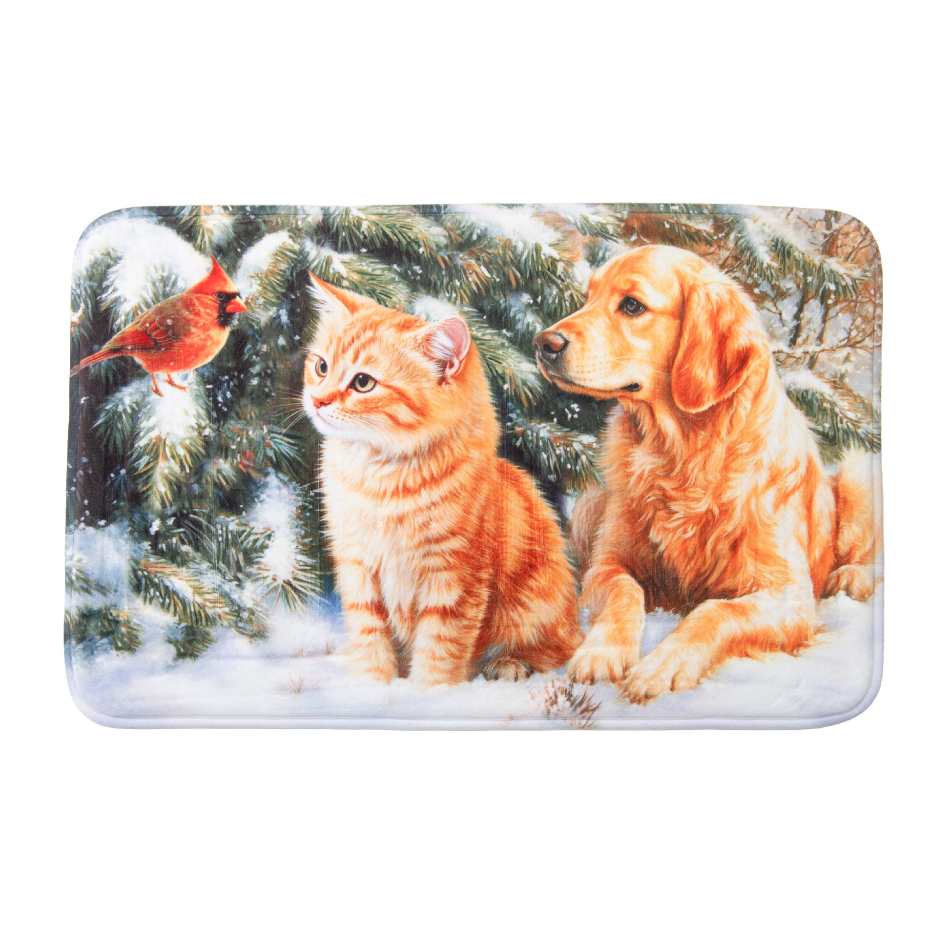 Memory Foam Digital Print Mat Cardinal, Cat, Dog, Christmas, Holiday Decor