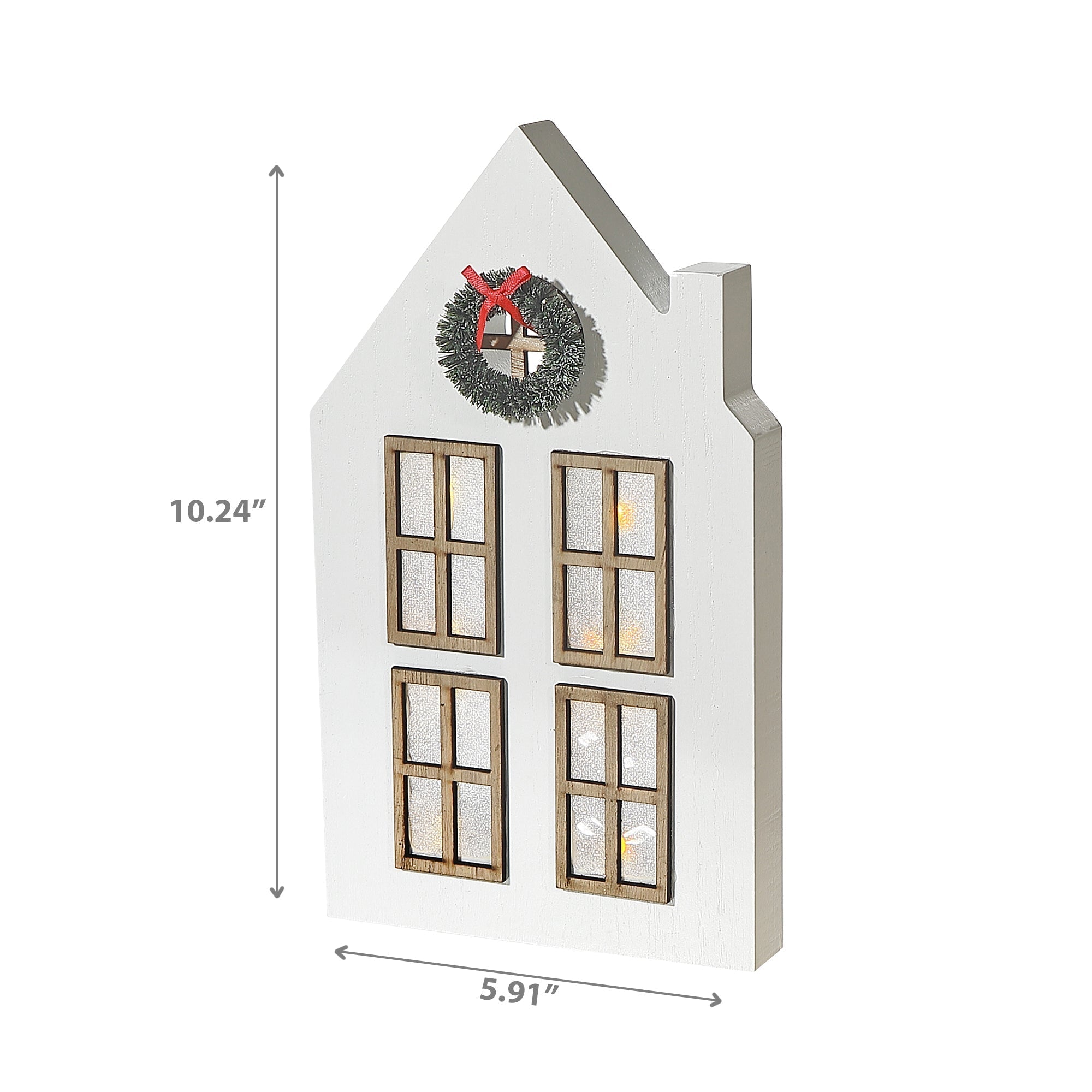 LED Wooden House Tabletop Decor 5.91" x 10.24" – Holiday Decoration
