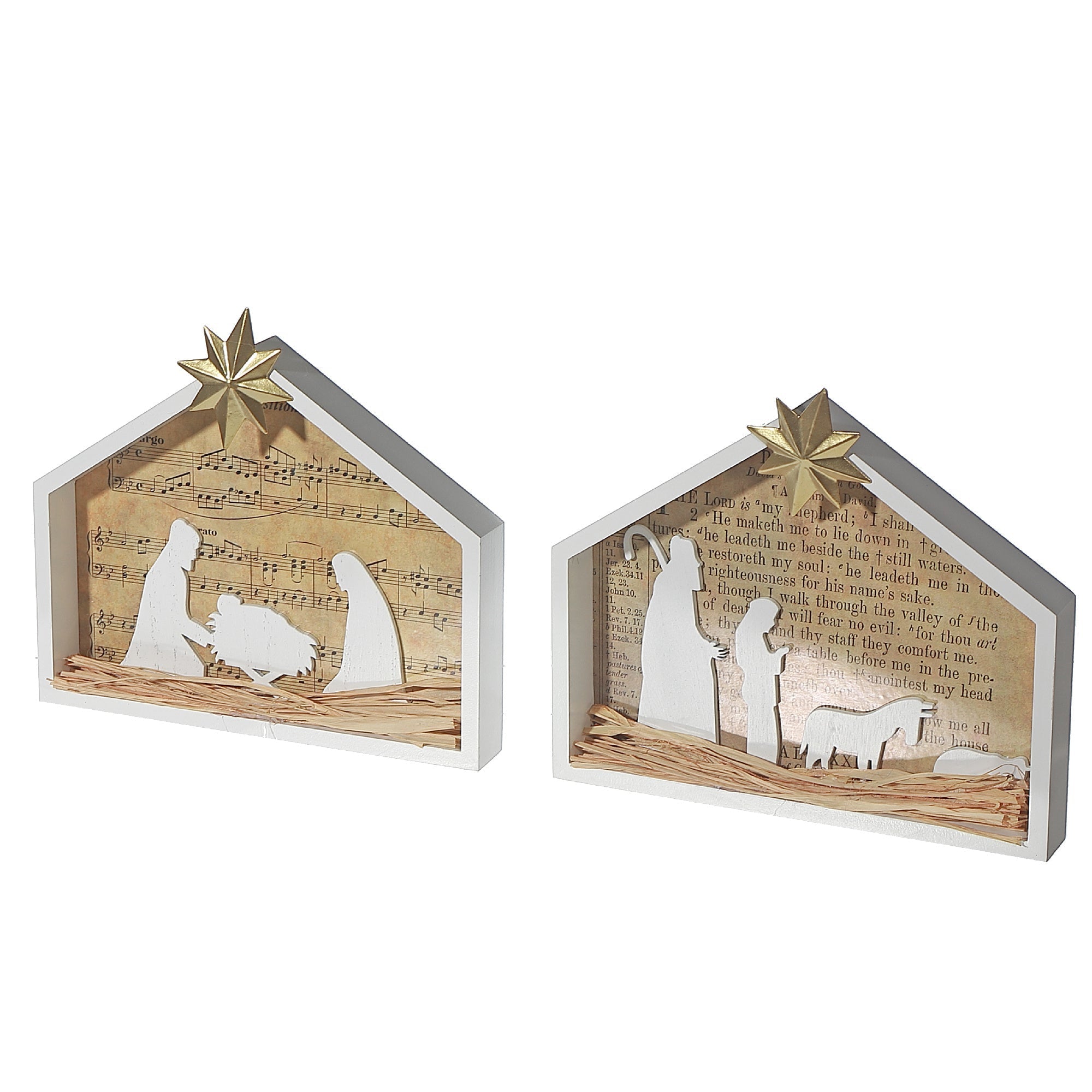 LED Wooden Nativity Scene Set of 2 – Christmas Holiday Decoration