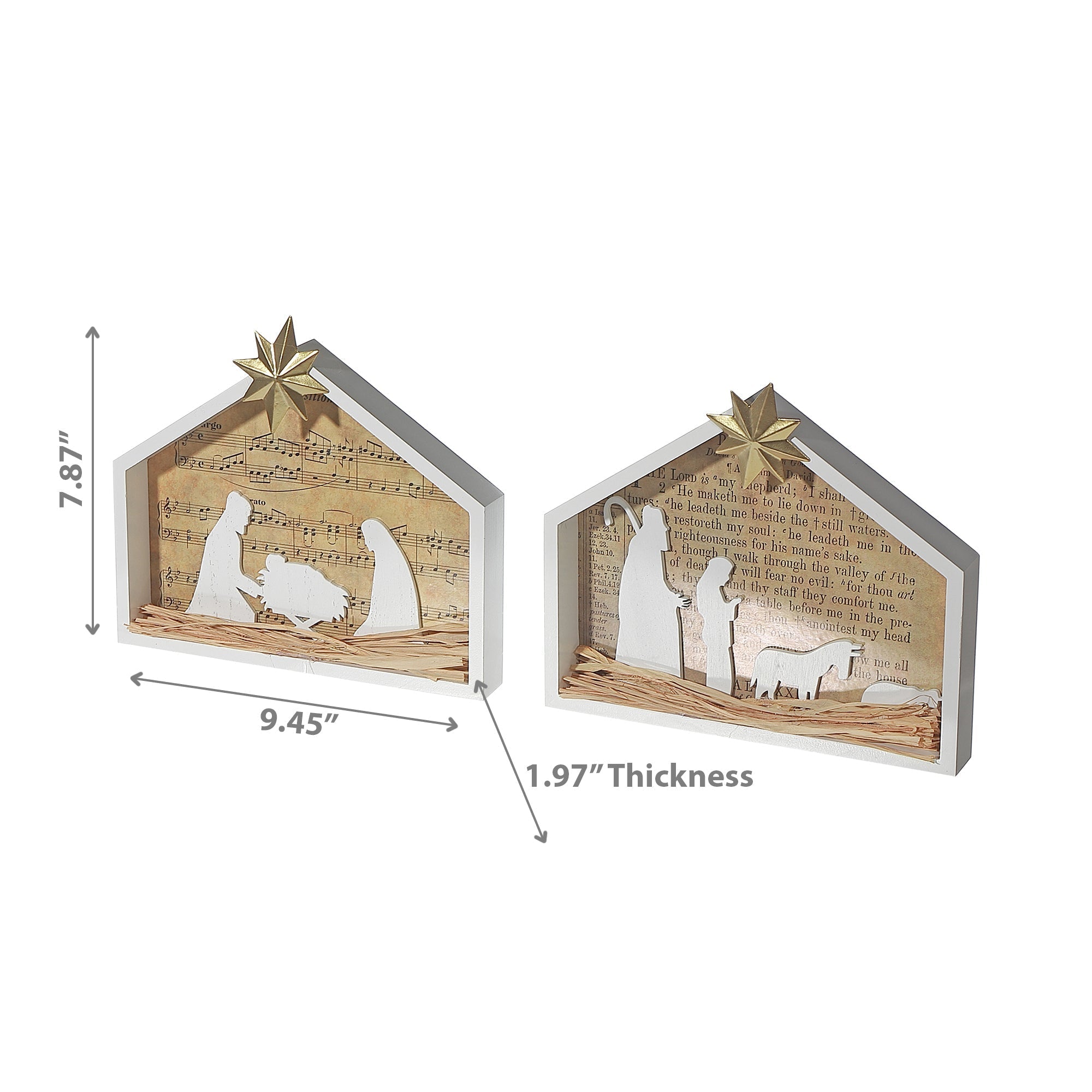 LED Wooden Nativity Scene Set of 2 – Christmas Holiday Decoration