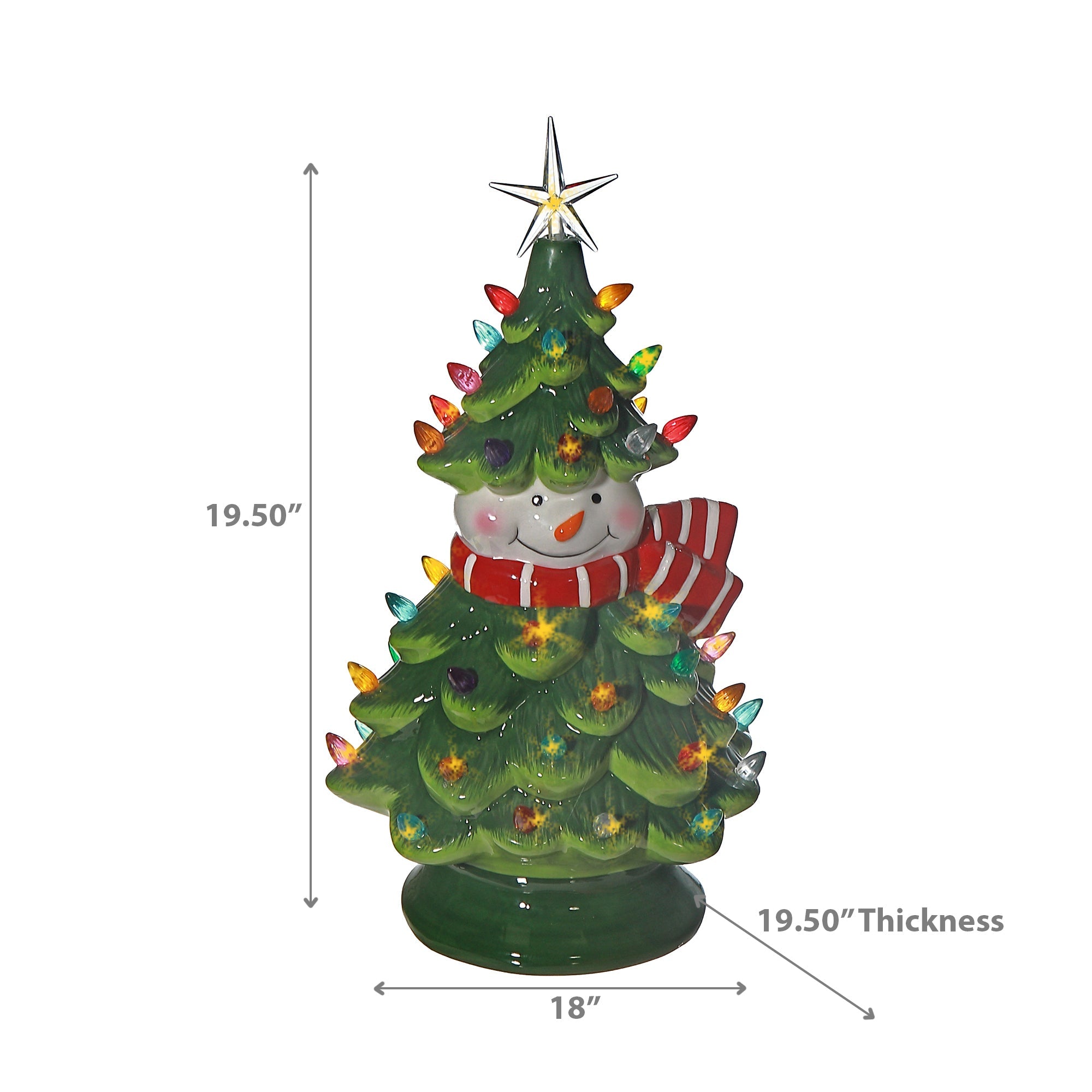 LED Ceramic Tabletop Snowman Christmas Tree – Holiday Table Decor
