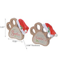 Wooden Paw With Santa Hat Table Sign - Set of 2