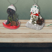 Christmas Resin Dog Decor Set of 2 – Holiday Table Decoration