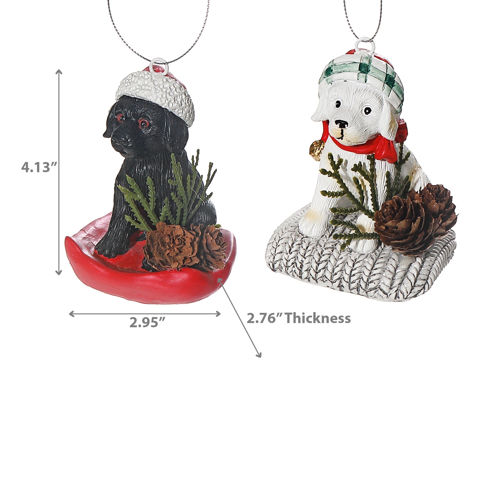 Christmas Resin Dog Decor Set of 2 – Holiday Table Decoration