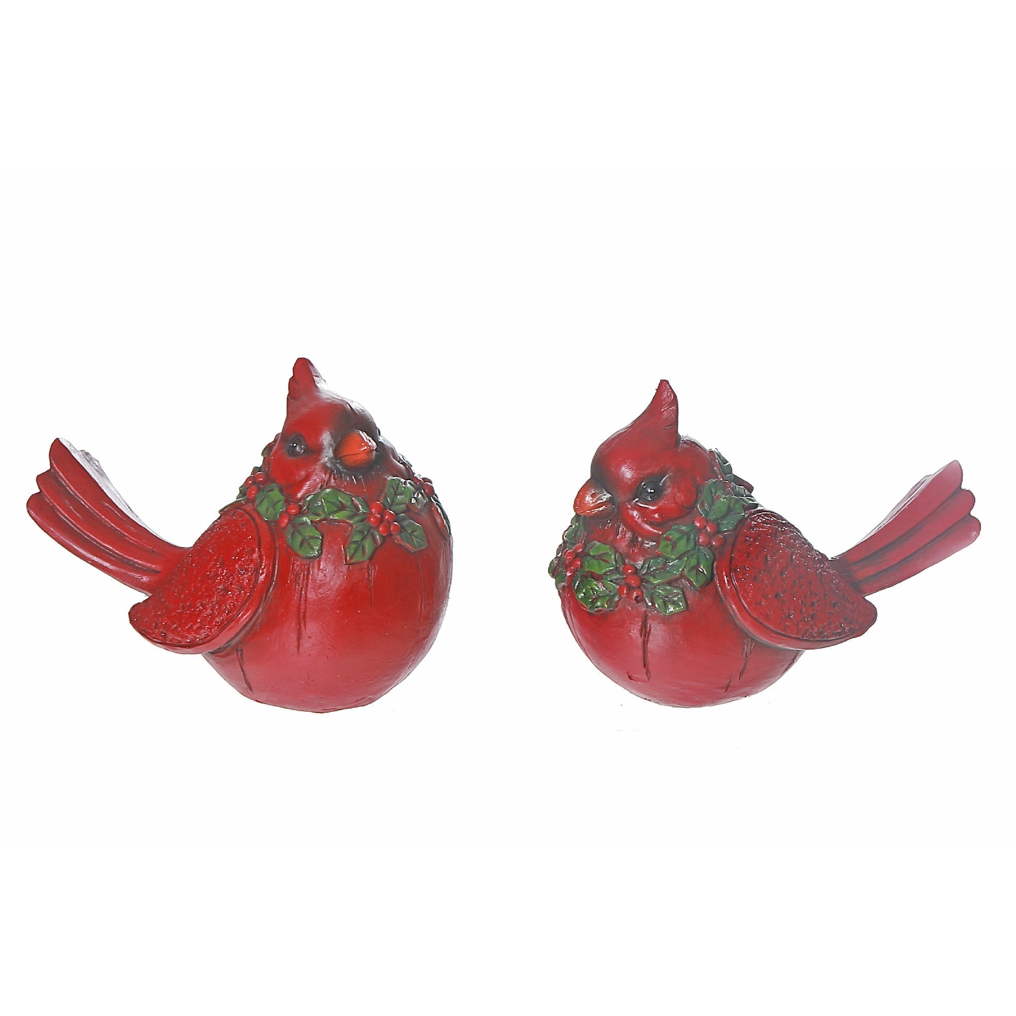 Ceramic Cardinal Bird Decor, Christmas Cardinal Figurines, Holiday Tabletop Decor - Set Of 2