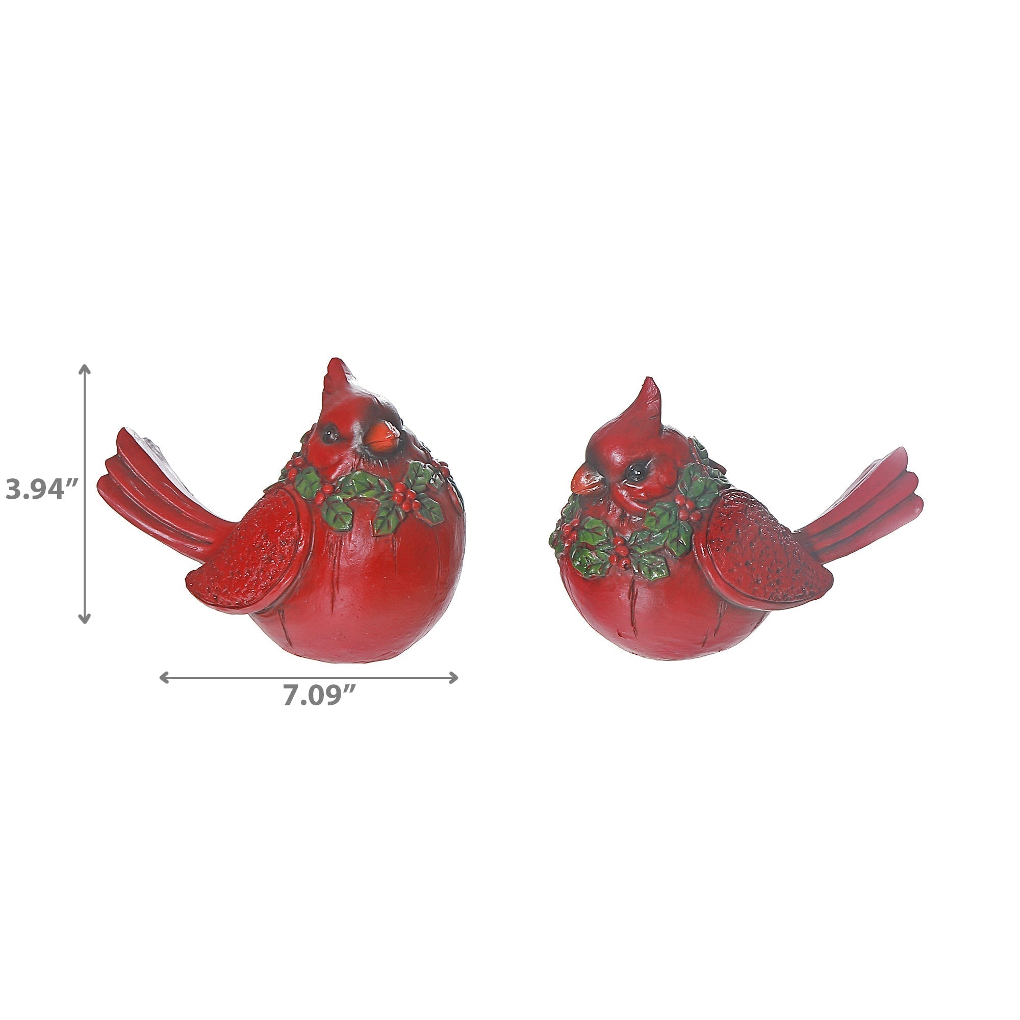 Ceramic Cardinal Bird Decor, Christmas Cardinal Figurines, Holiday Tabletop Decor - Set Of 2