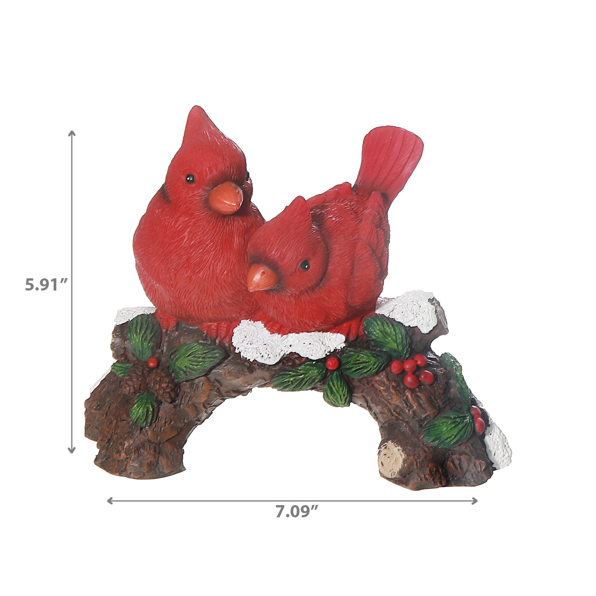 Cardinal Birds On Branch Decor, Resin Christmas Tabletop Decoration, Winter Holiday Decor