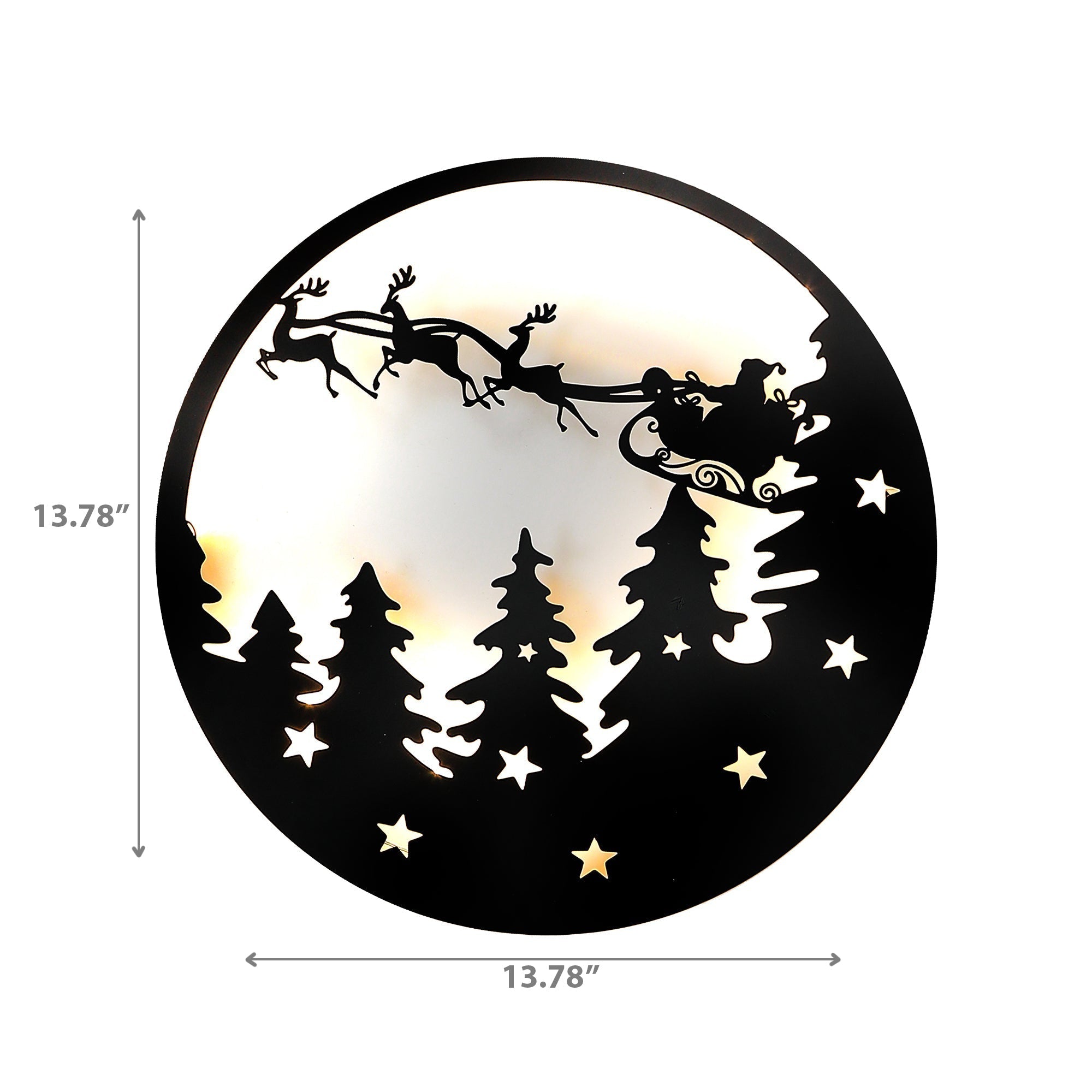 Lighted Metal Christmas Scene Decor, Laser Cut Holiday Decoration, Glitter Christmas Tabletop Decor