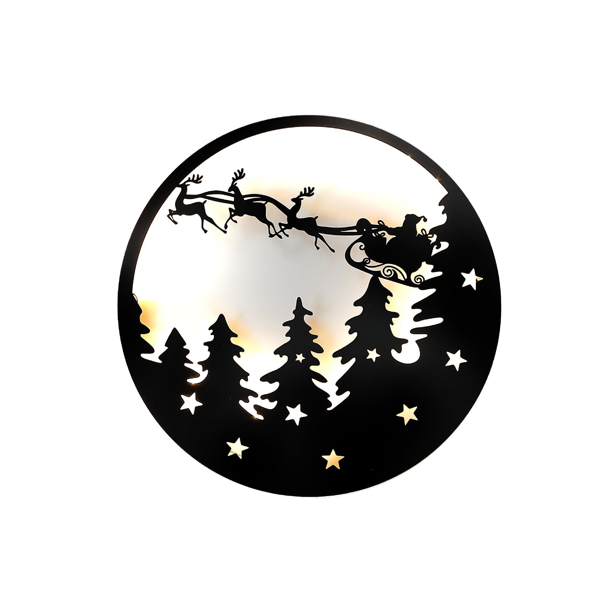 Lighted Metal Christmas Scene Decor, Laser Cut Holiday Decoration, Glitter Christmas Tabletop Decor