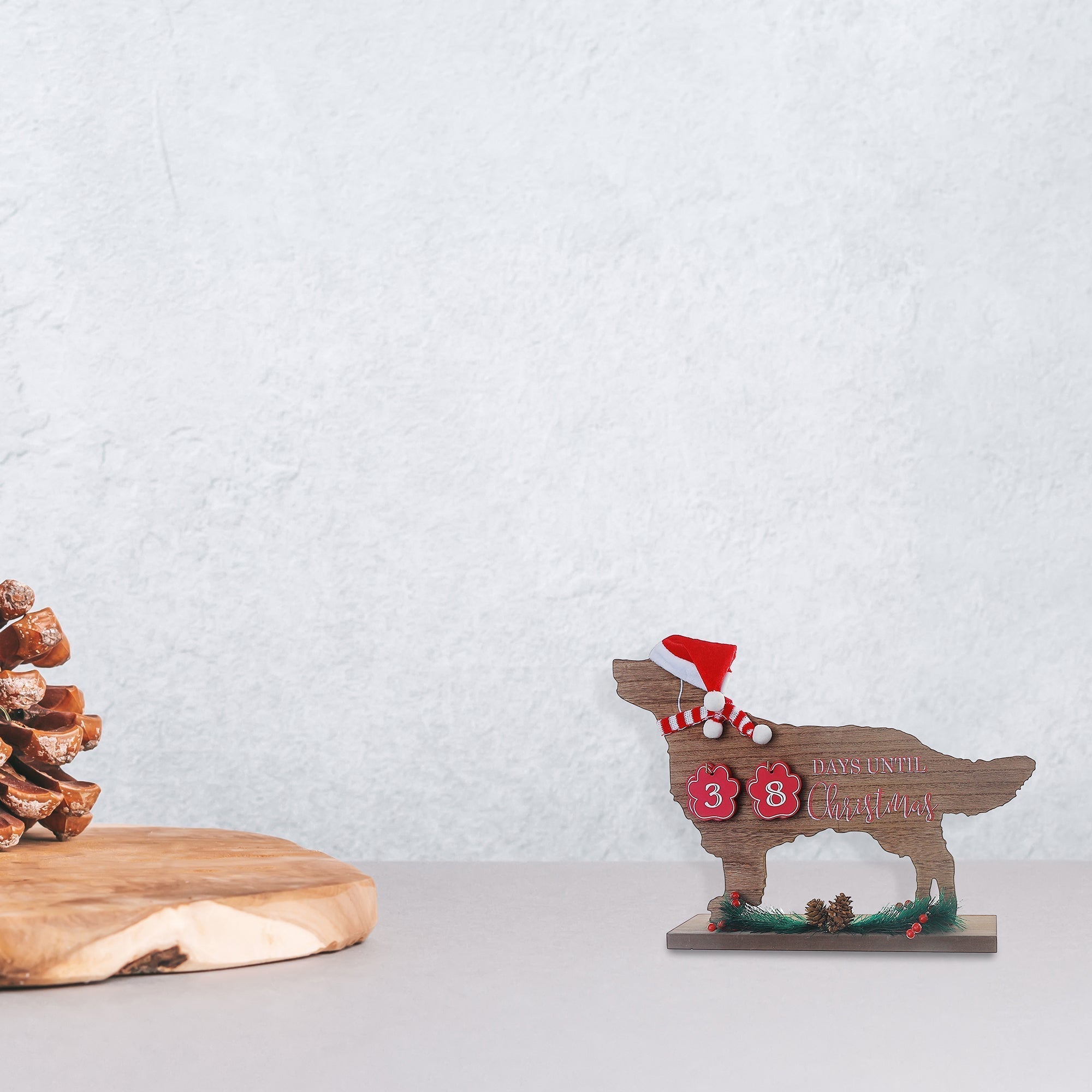 Wooden Dog Christmas Countdown Calendar – Holiday Decoration