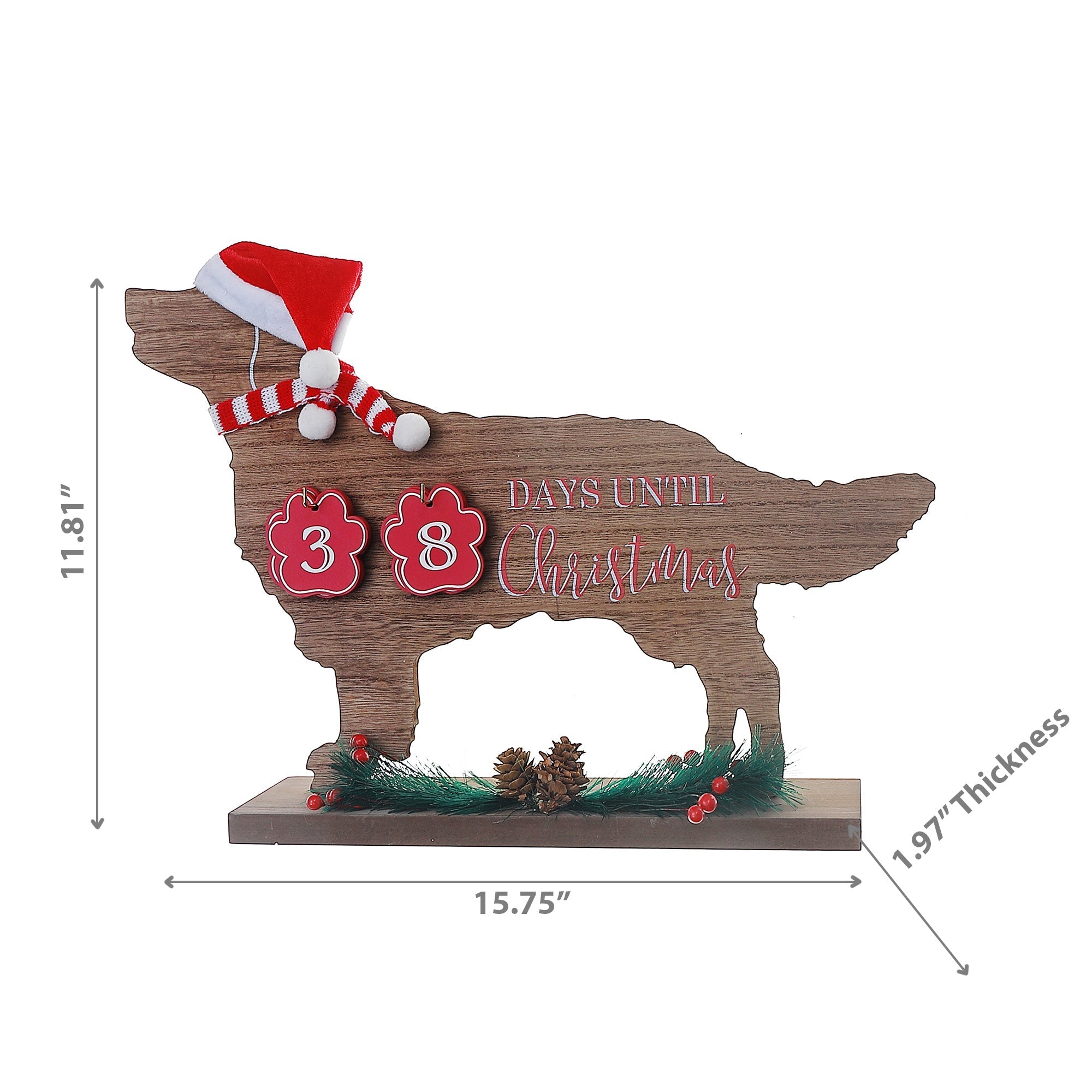 Wooden Dog Christmas Countdown Calendar – Holiday Decoration