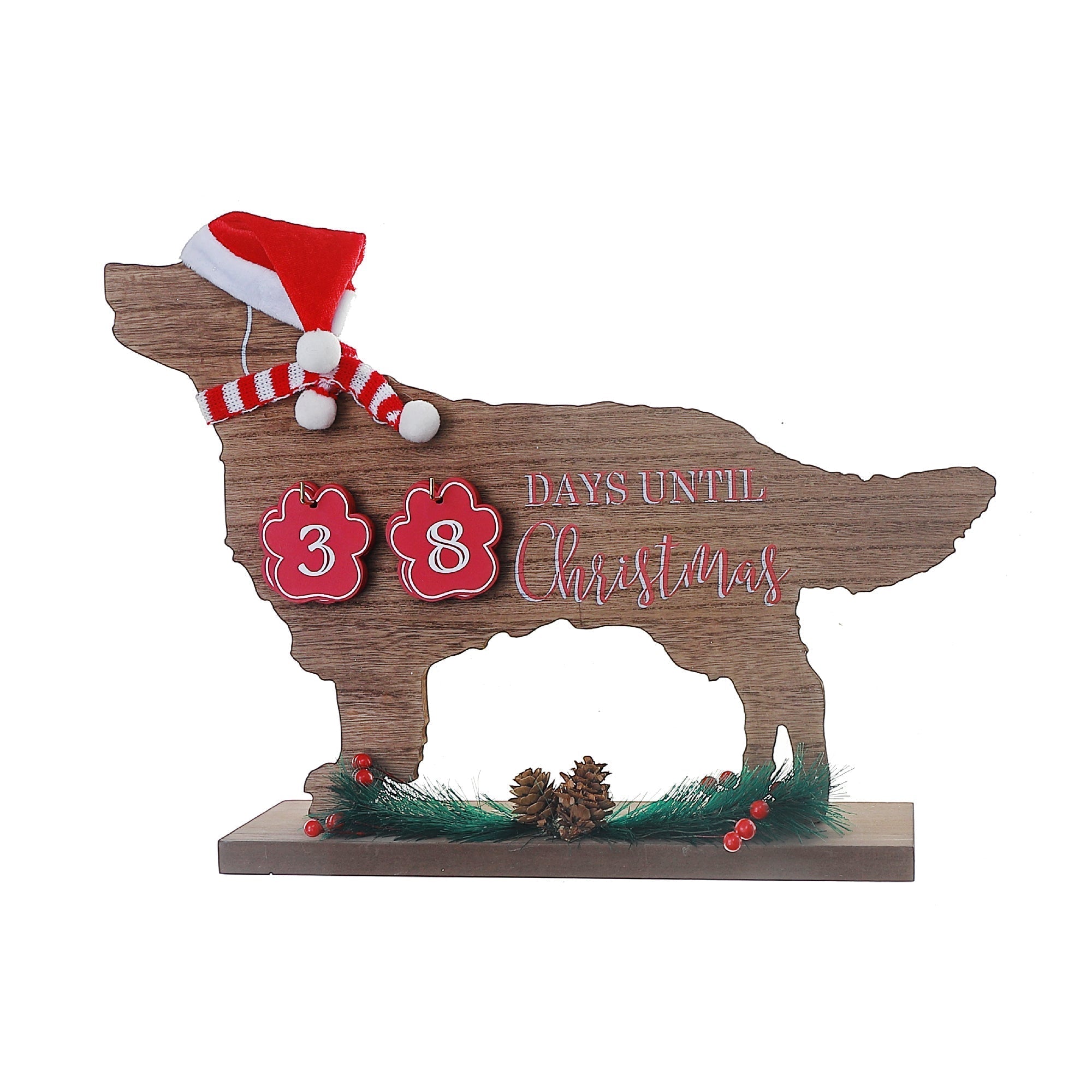 Wooden Dog Christmas Countdown Calendar – Holiday Decoration