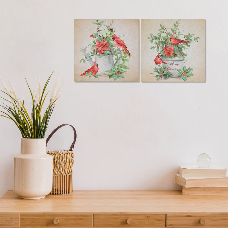 Wooden Wall Art Cardinal - Set of 2