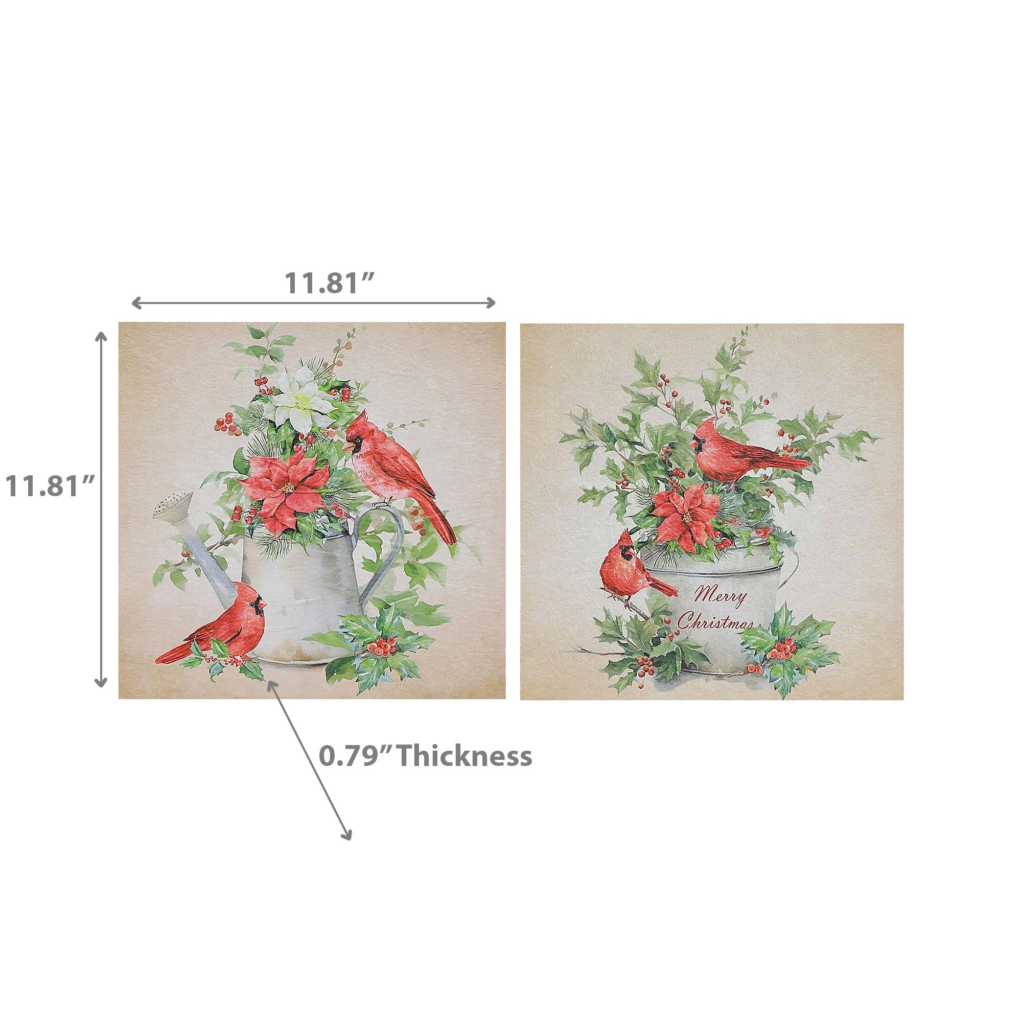 Wooden Cardinal Wall Art Set of 2 – Holiday Home Decoration