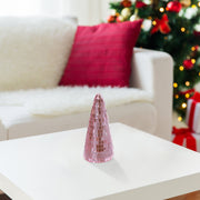 Sparkly Glass Tree Decor Set of 2 – Christmas Tabletop Decoration, Holiday Accent, Festive Winter Home Decoration