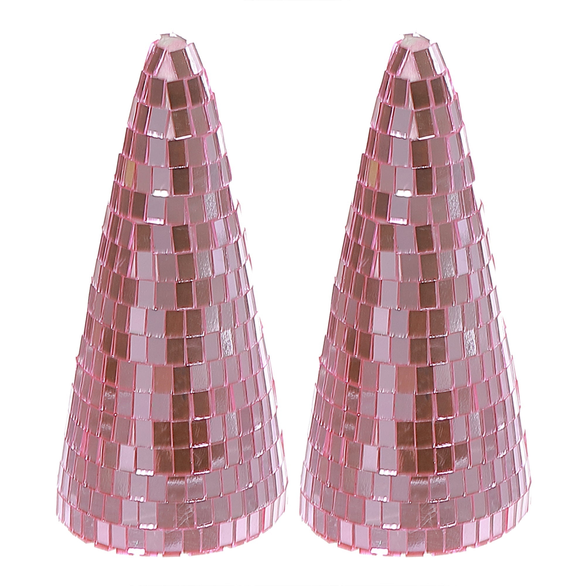 Sparkly Glass Tree Decor Set of 2 – Christmas Tabletop Decoration, Holiday Accent, Festive Winter Home Decoration