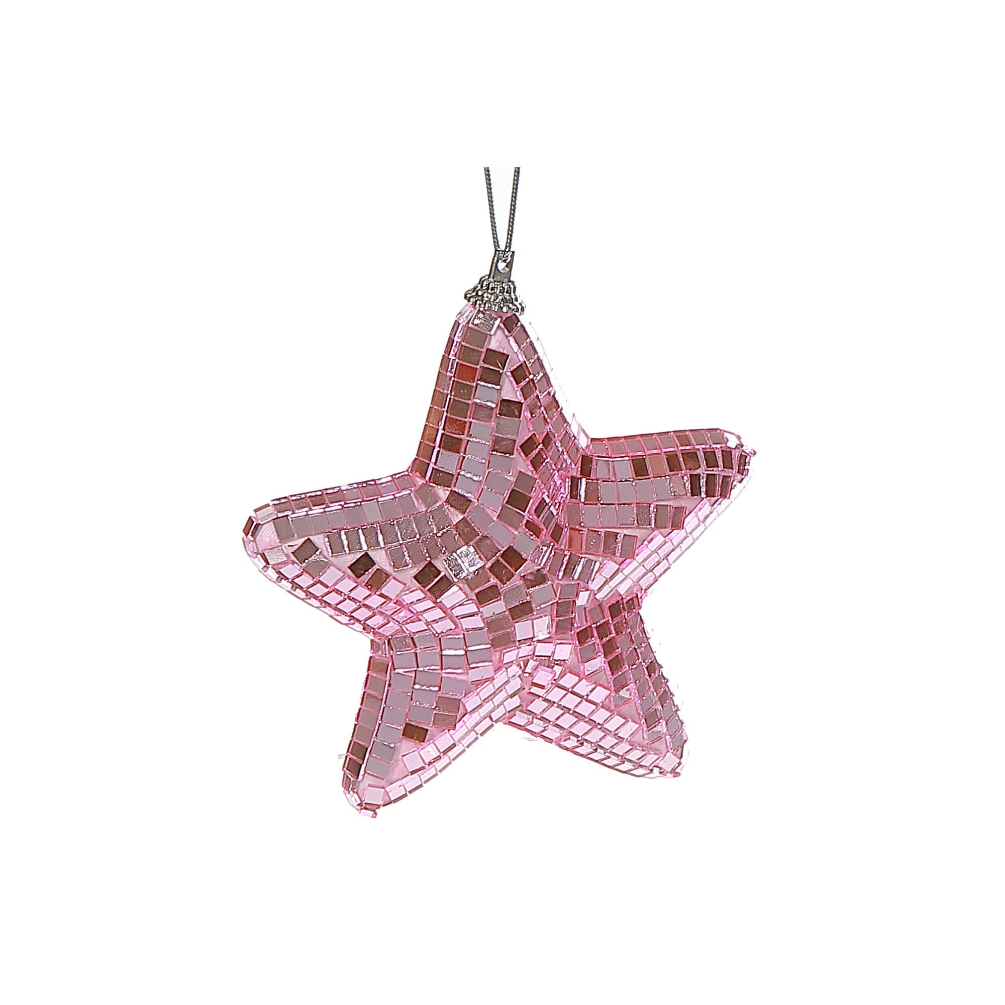 Sparkly Glass Star Christmas Ornaments, Holiday Tree Decorations, Shiny Hanging Star Ornaments, Set of 2