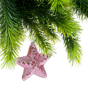 Sparkly Glass Star Christmas Ornaments, Holiday Tree Decorations, Shiny Hanging Star Ornaments, Set of 2